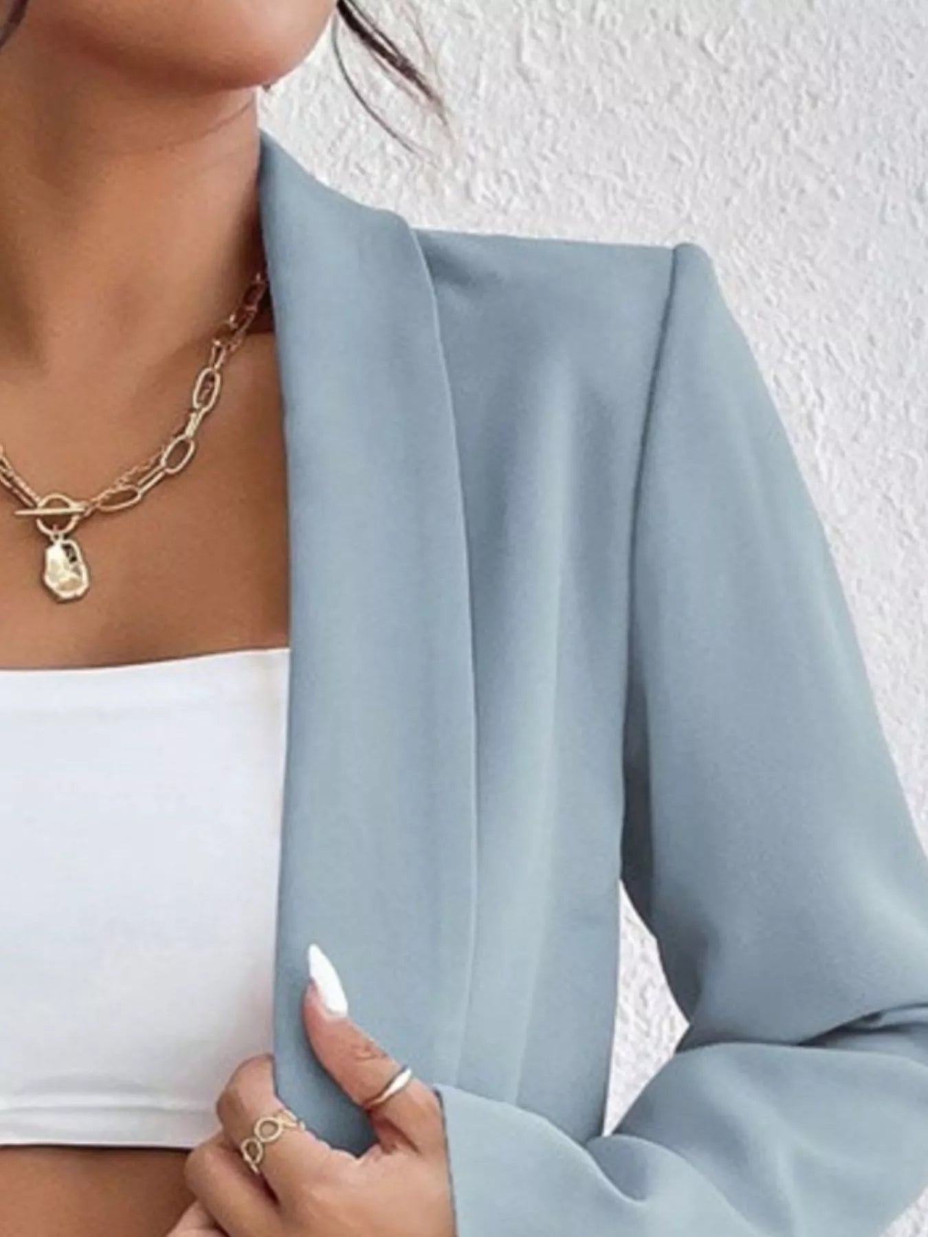 Sarah Express Women's Open Front Casual Blazer Plus Size Long Sleeve Professional Outerwear