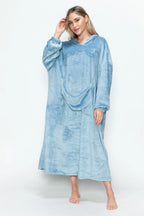 Sarah Express Women’s Plus Size Hooded Midi Lounge Dress with Pockets