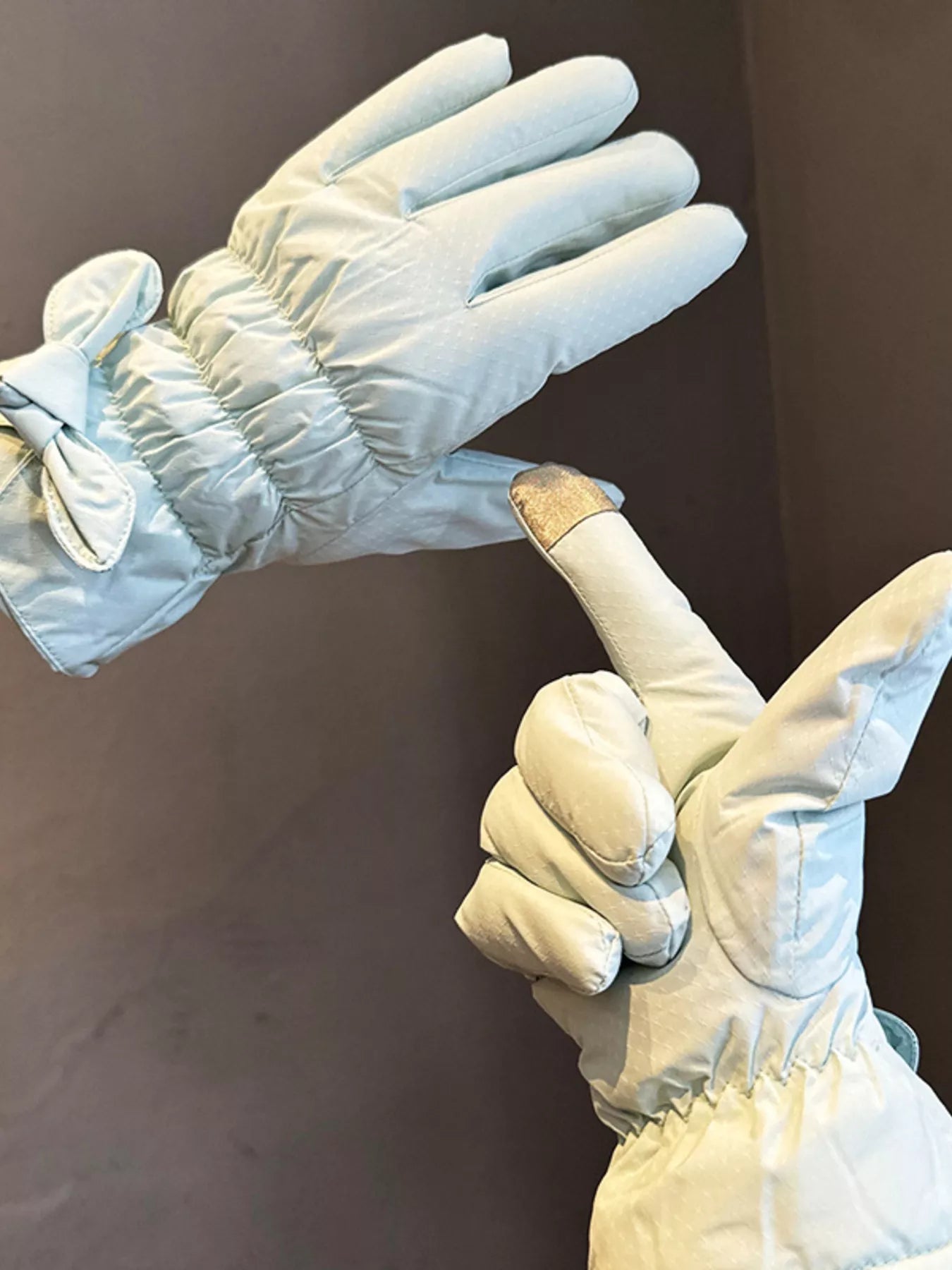 Sarah Express Women's Bowknot Ruched Gloves - Elegant Polyester Formal Accessory Light Green One Size