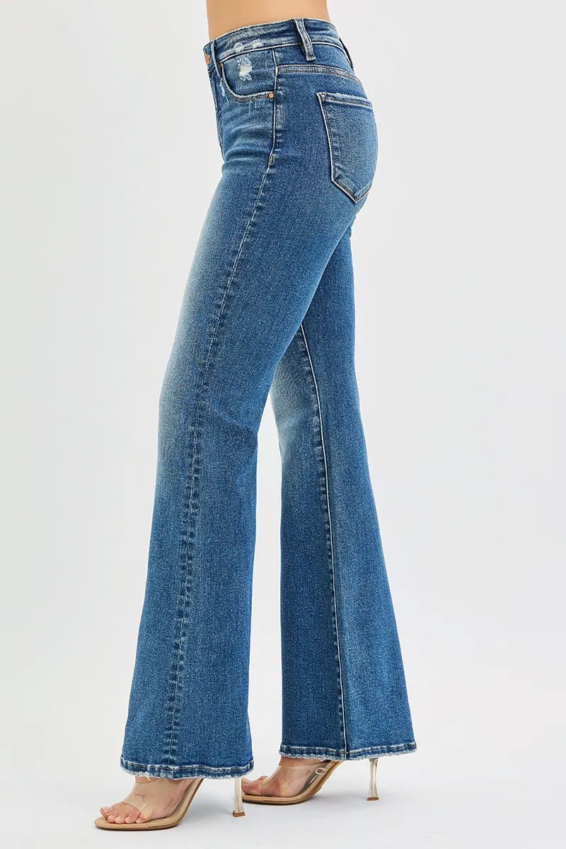 Sarah Express Women’s Plus Size Tummy Control High Rise Flare Jeans