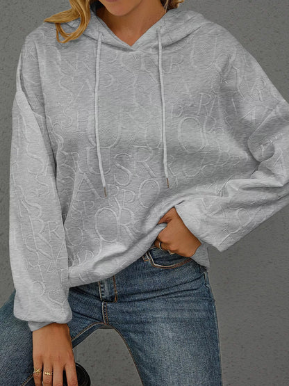 Sarah Express Women's Embossed Lettering Casual Hoodie Plus Size