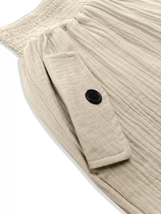 Sarah Express Women's Smocked Textured Casual Pants