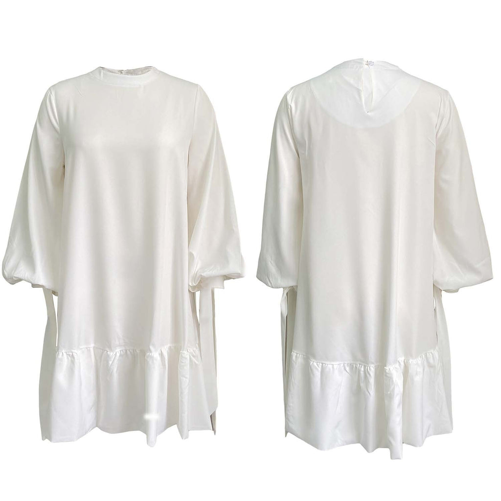 Women's Puff Sleeve Midi Dress Loose Fit