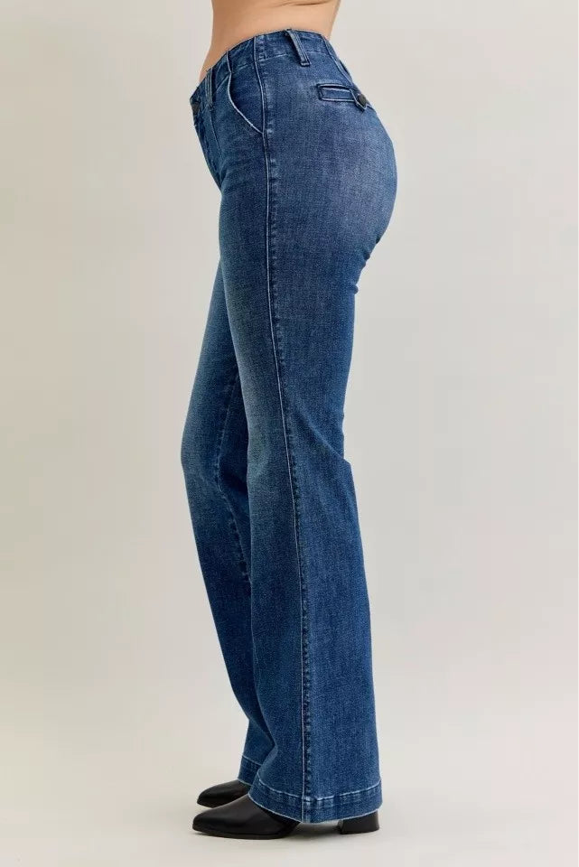 Sarah Express Women’s Plus Size Mid Rise Bootcut Jeans with Welt Pockets
