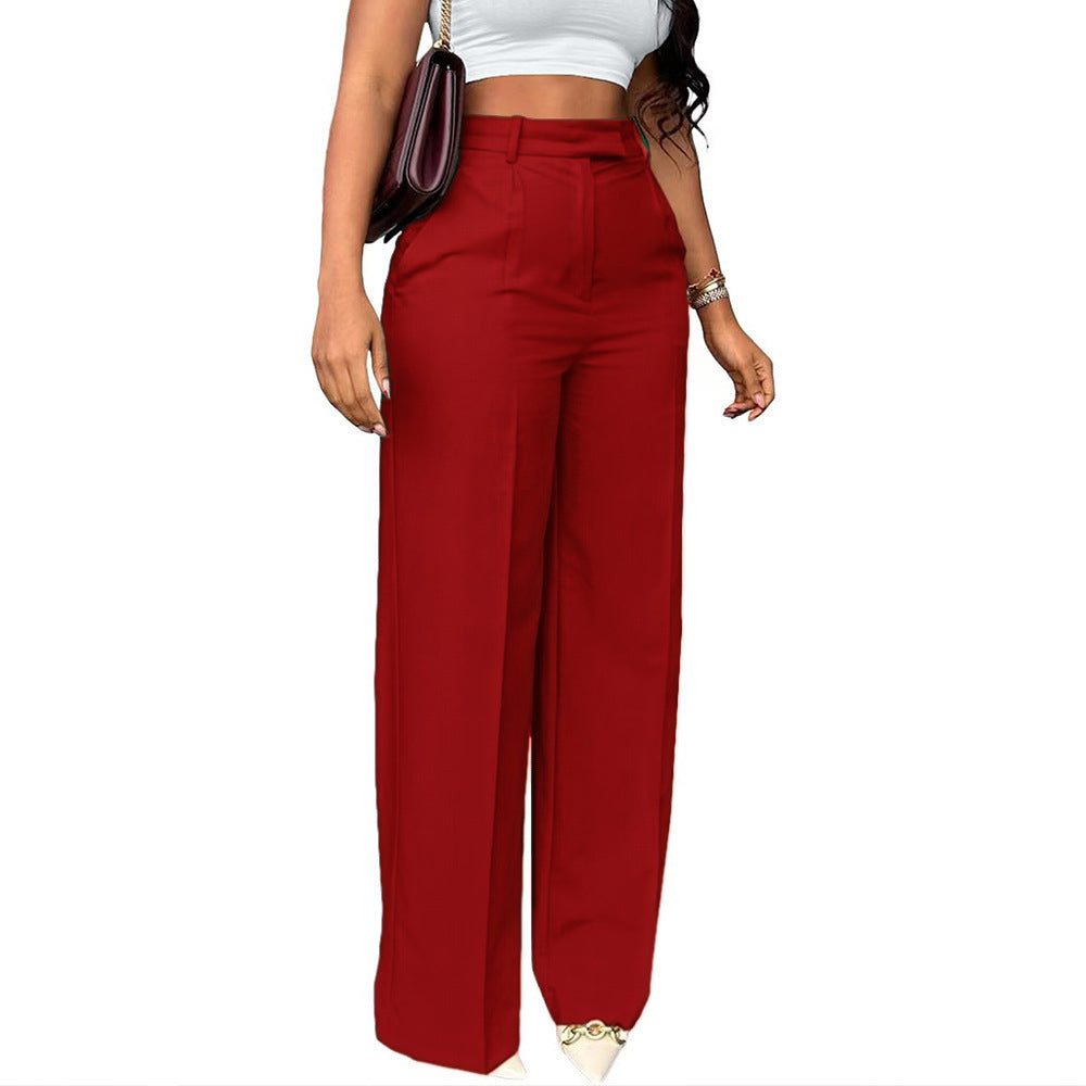 Women's High Waist Wide-Leg Straight Pants