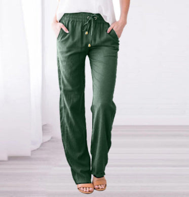 Sarah Express Women's Elastic Waist Loose Straight Leg Casual Trousers
