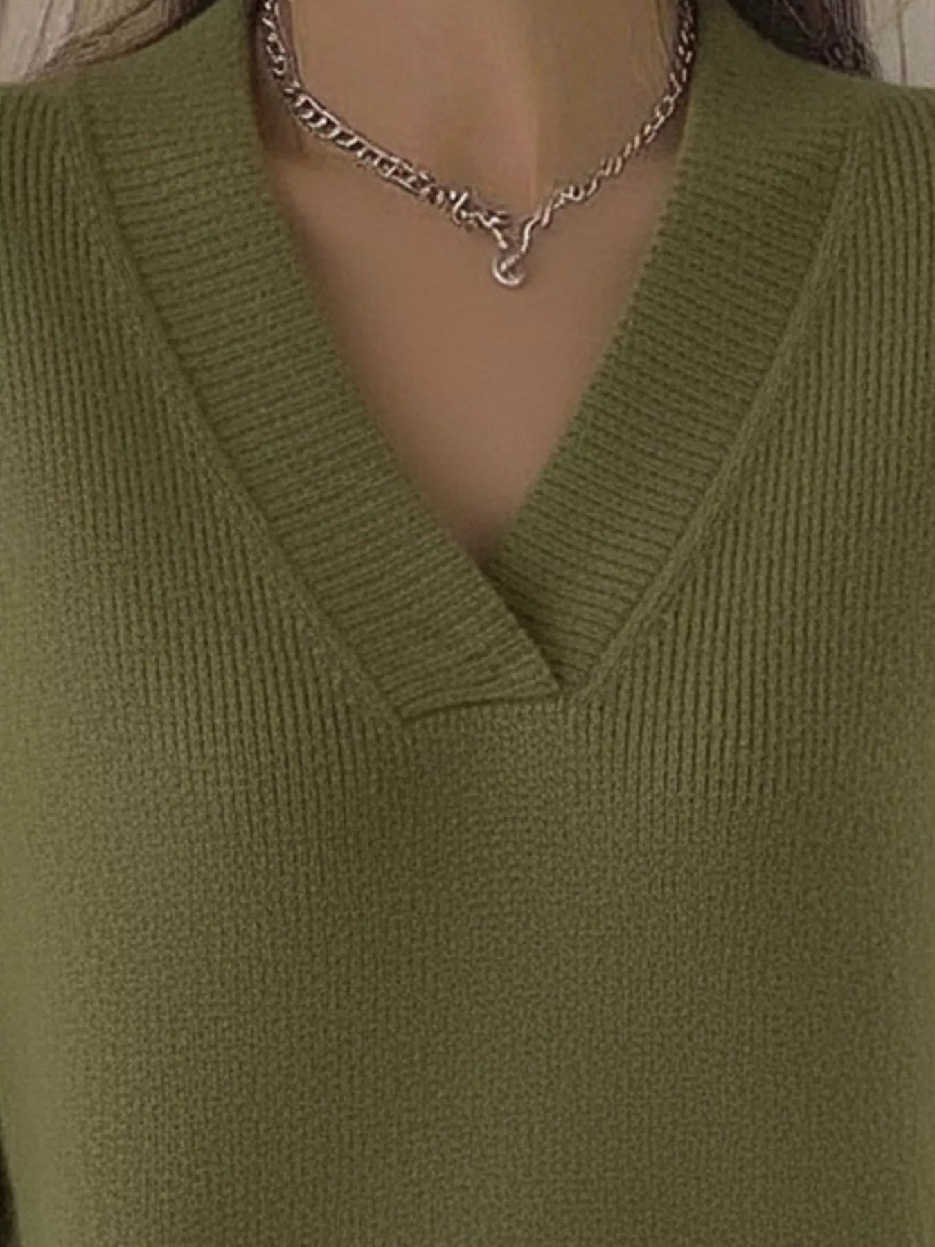 Sarah Express Women's V-Neck Long Sleeve Sweater Plus Size