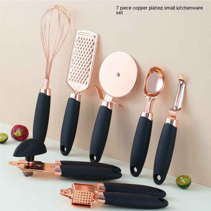 Sarah Express Rose Gold Kitchen Peeler & Utensil Set - 7 Piece Stainless Steel Cookware Tools