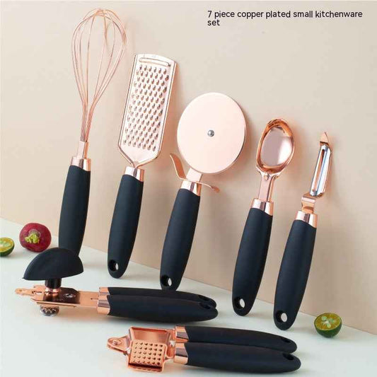 Sarah Express Rose Gold Kitchen Peeler & Utensil Set - 7 Piece Stainless Steel Cookware Tools