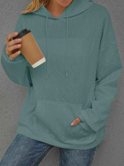 Sarah Express Women's Embossed Lettering Casual Hoodie Plus Size