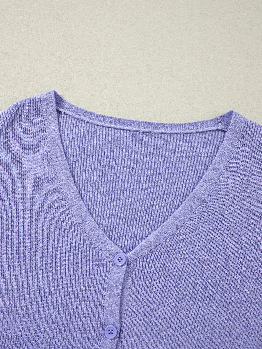 Sarah Express Women's Ribbed Knit Button Front V Neck Cardigan