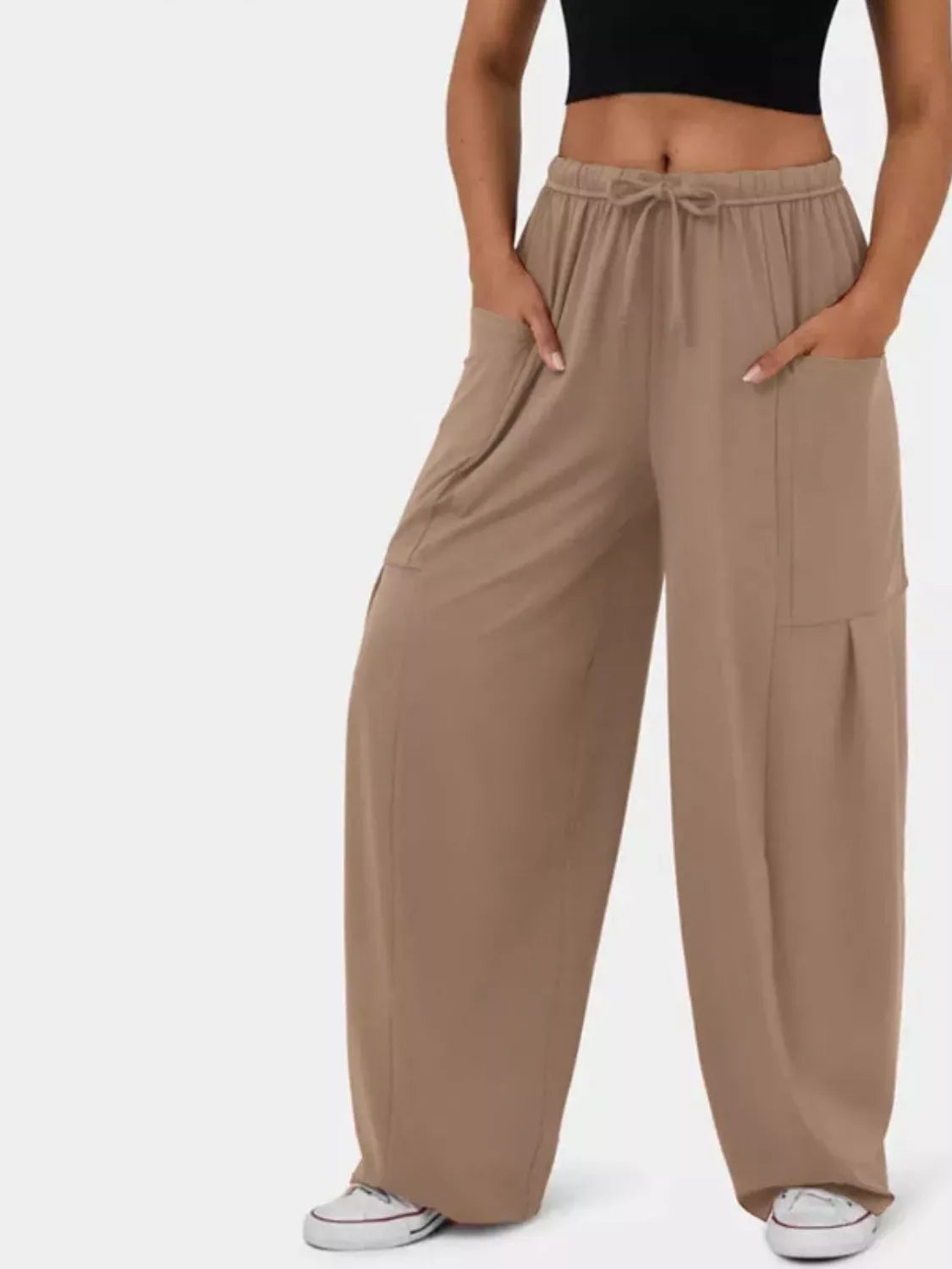 Sarah Express Women's Relaxed Fit Drawstring Pants Camel