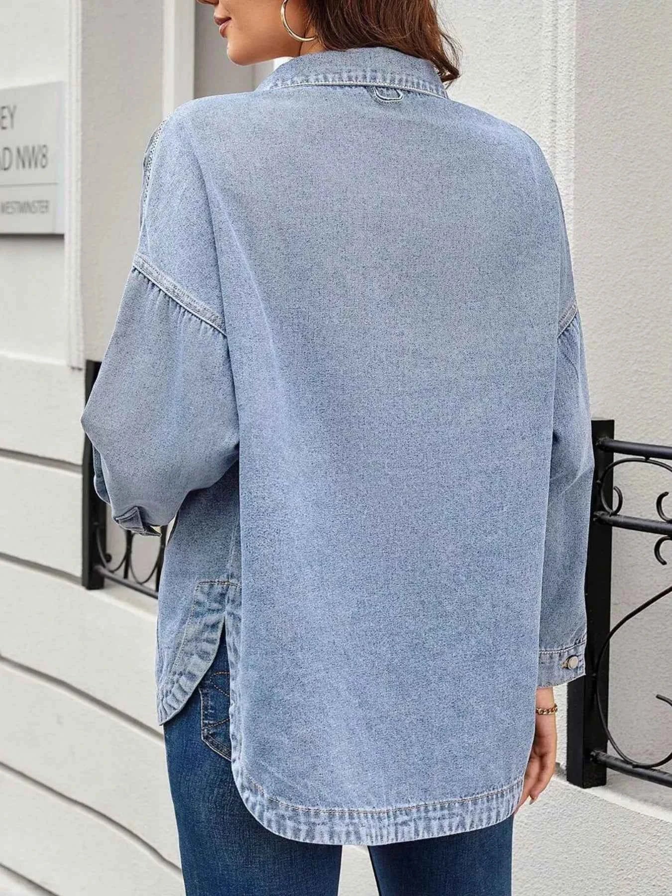 Casual Button Up Loose Fit Denim Jacket