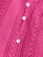 Sarah Express Women's Crochet Notched Button-Front Shirt