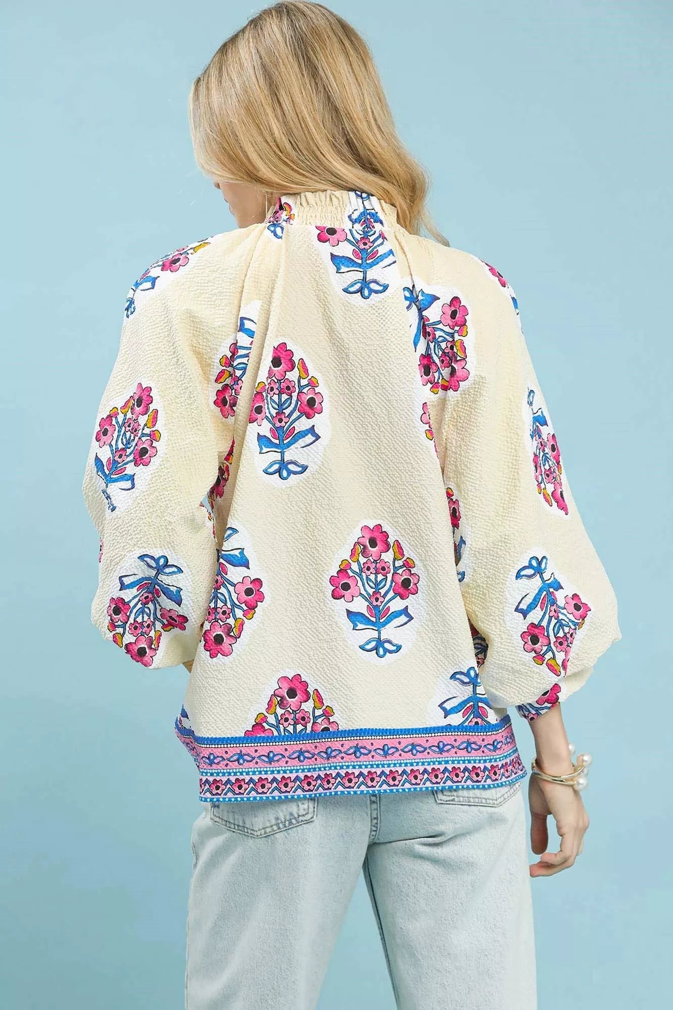 Sarah Express Women's Boho Floral Print Tunic Blouse
