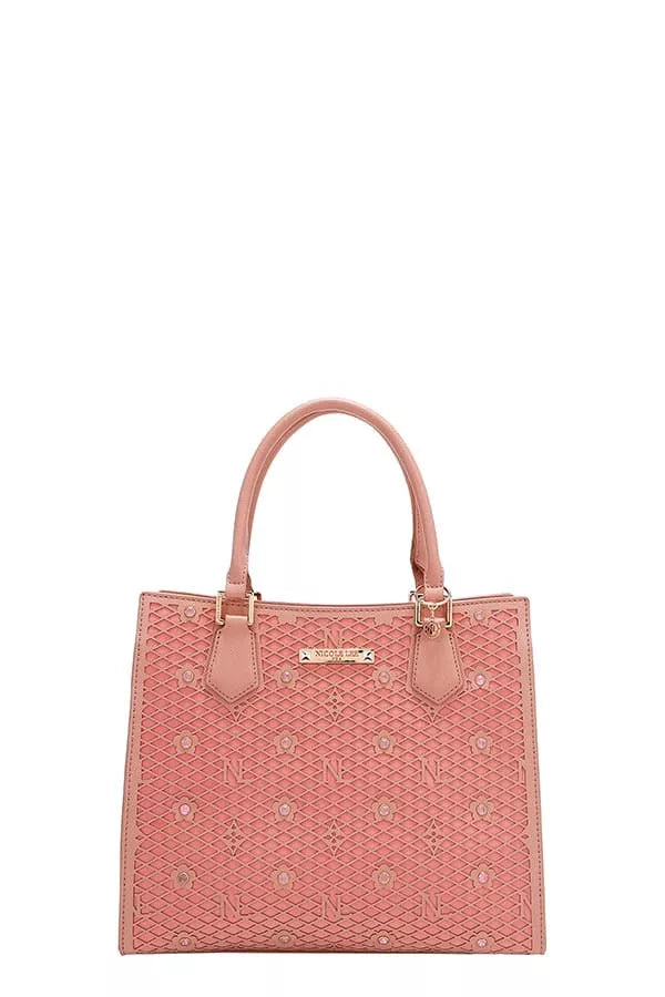 Sarah Express Women’s Structured Monogram Print Tote Bag Vegan Leather