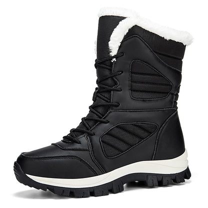 Sarah Express Women's Winter Snow Boots – High-Top Fleece-Lined Waterproof Lace-Up Black