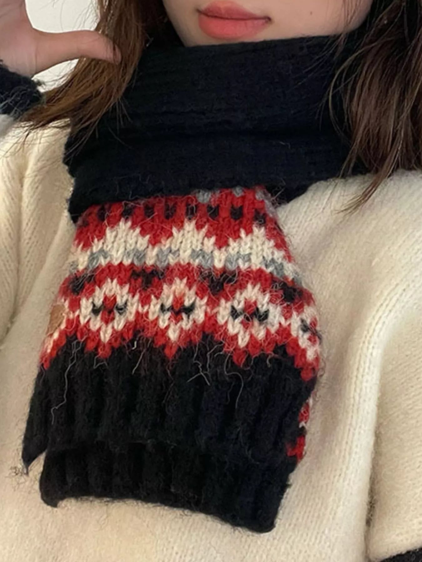 Sarah Express Women's Nordic Pattern Knitted Winter Scarf