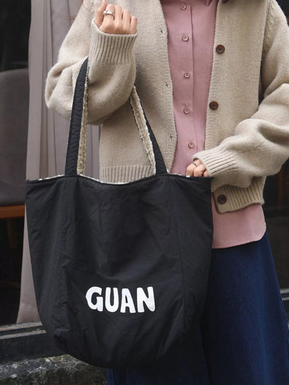 Sarah Express Women's Reversible Striped Plush Tote Bag