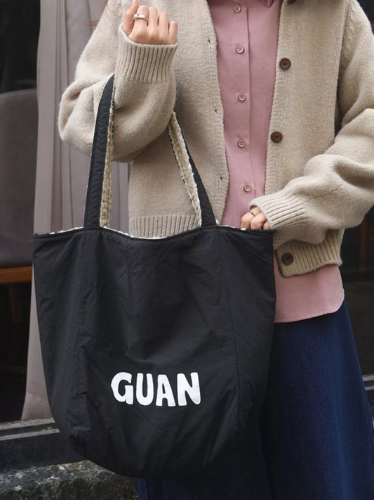 Sarah Express Women's Reversible Striped Plush Tote Bag