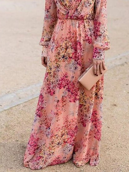 Sarah Express Women's Floral Print Long Sleeve Maxi Dress