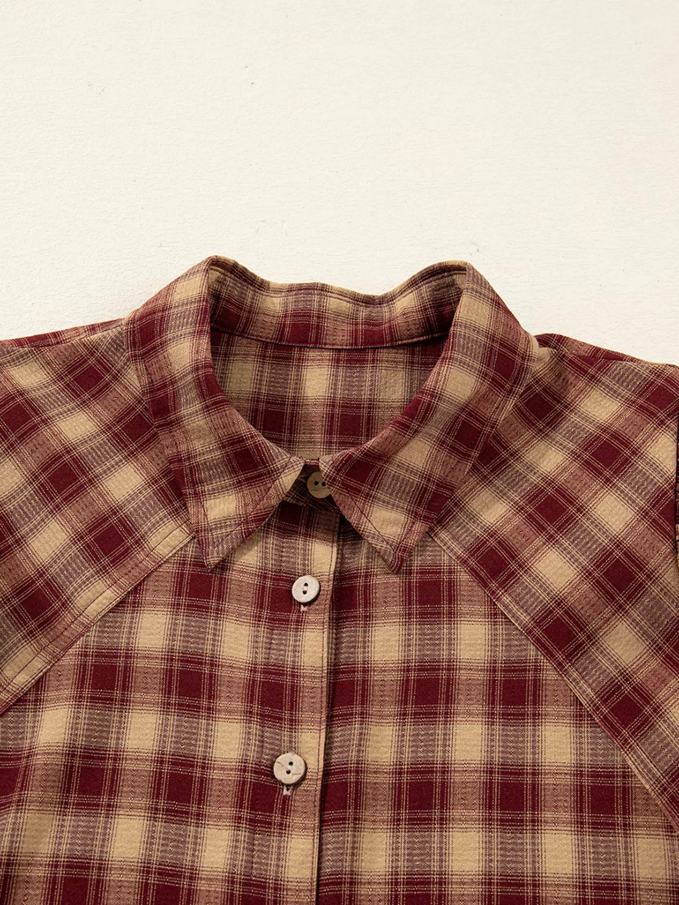 Sarah Express Women's Plaid Print Ruffled Mini Shirt Dress - Long Sleeve Button Front Patchwork Hem