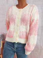 Sarah Express Women's Ribbed Hem Button Up Cardigan