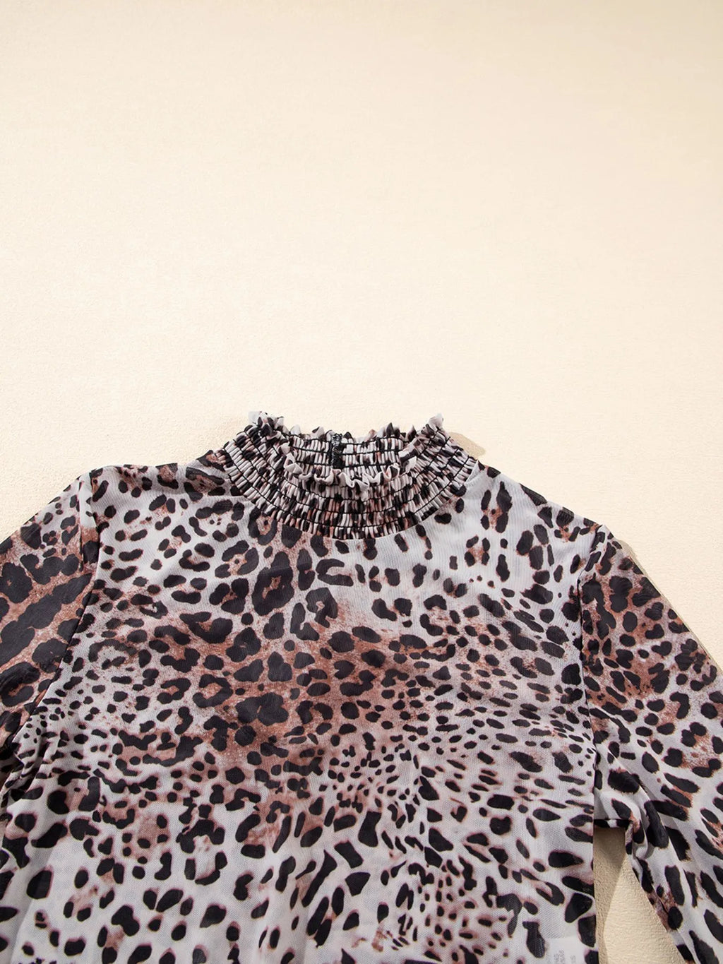 Sarah Express Women's Leopard Print Long Sleeve Mock Neck Bodysuit