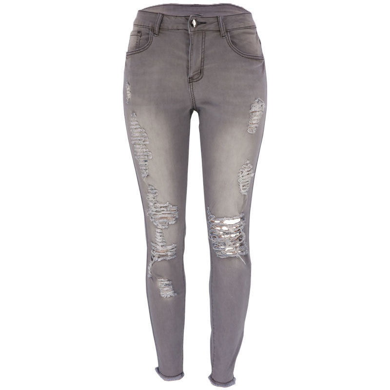 Sarah Express Distressed Skinny Jeans Elastic Mid-Rise Stretch Denim