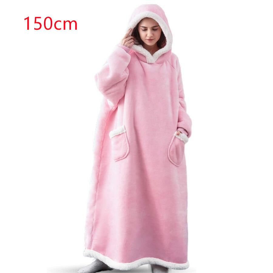 Sarah Express Oversized Wearable Blanket Hoodie with Pockets - Ultra Plush TV Blanket for Women & Men 150cm pink One Size