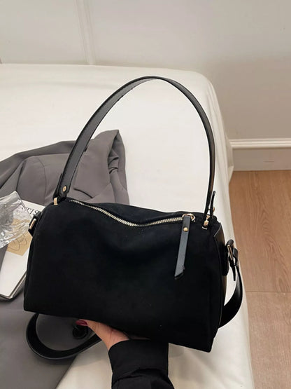 Sarah Express Women's Suede Crossbody Bag with Furry Charm Black ONESIZE