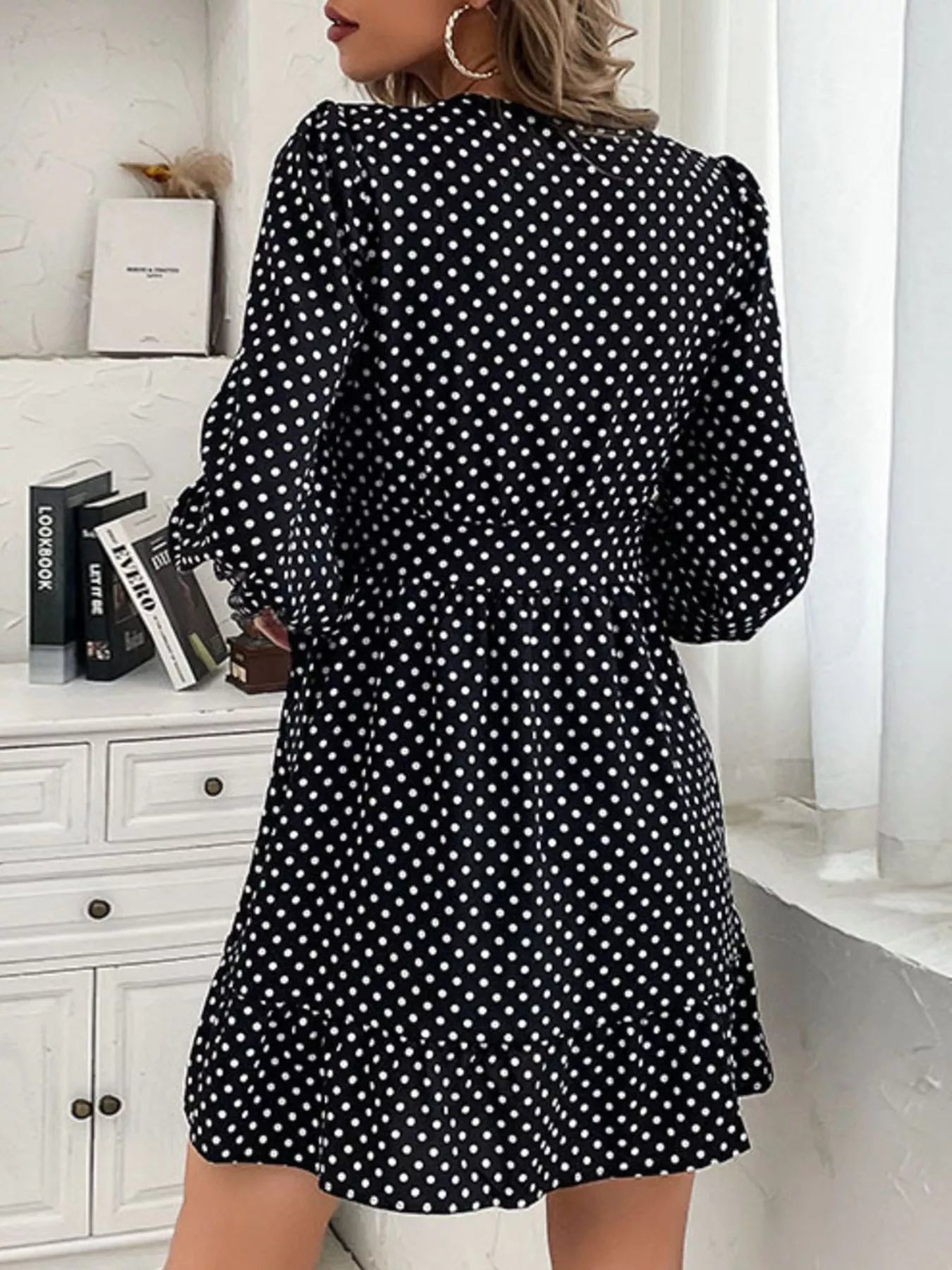 Sarah Express Women's Polka Dot Wrap Mini Dress