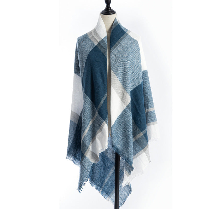 Sarah Express Women's Oversized Square Scarf Cashmere-like Double-Sided Shawl 140cm Woven Fall Winter Accessory