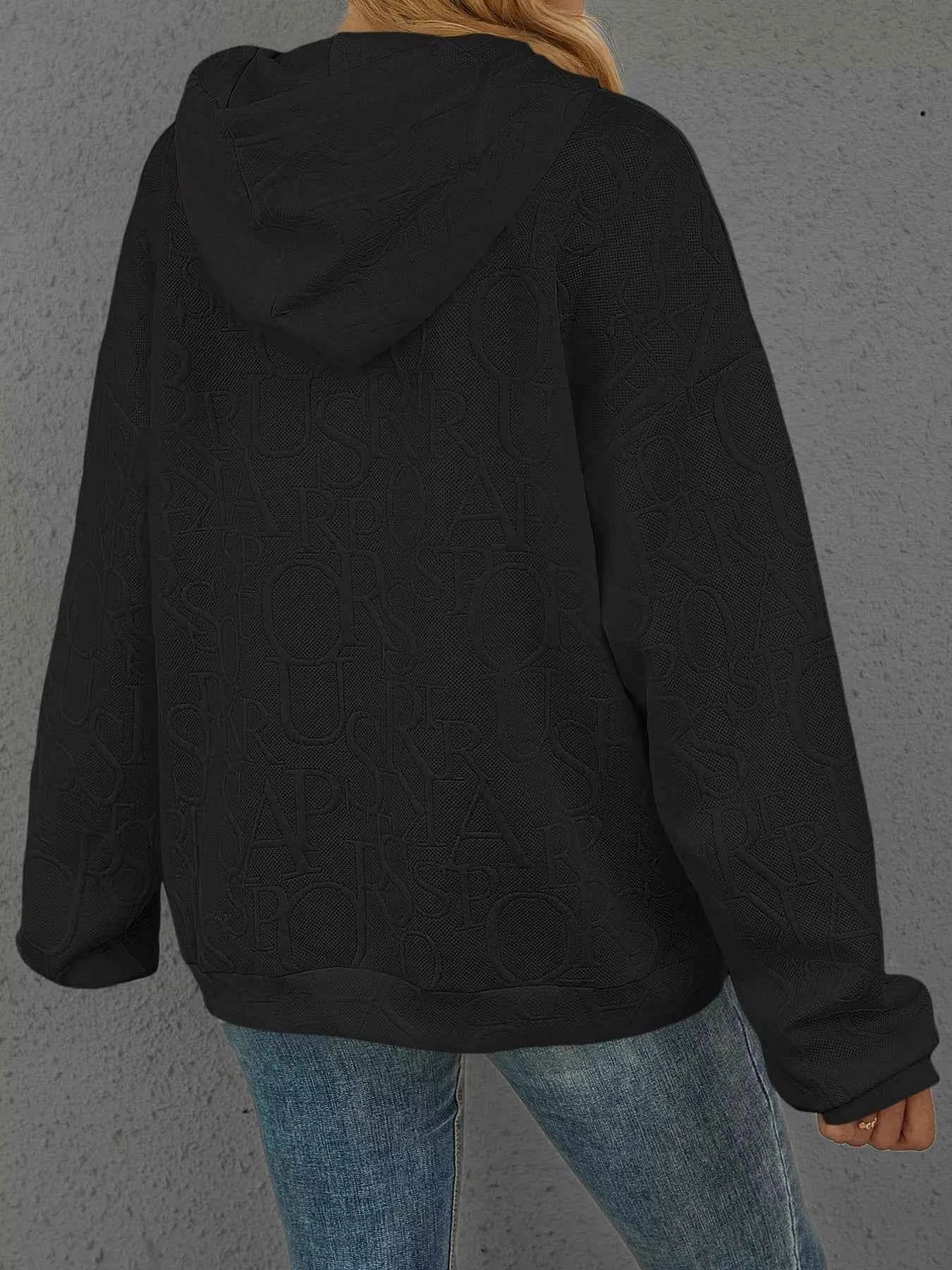 Sarah Express Women's Embossed Lettering Casual Hoodie Plus Size