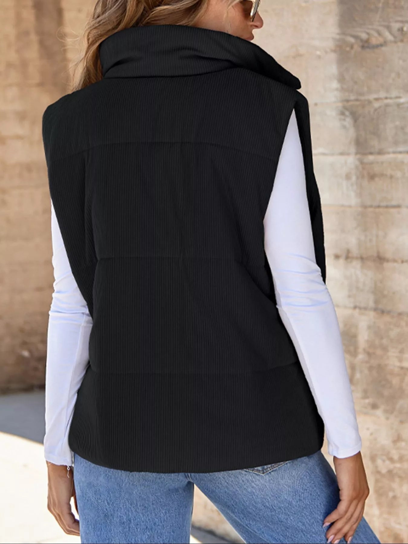 Trendsi Women's Corduroy Zip Up Vest Coat