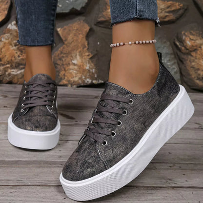 Sarah Express Women's Round Toe Platform Sneakers Brown