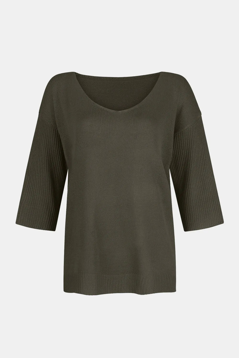 Sarah Express Women's V-Neck Three-Quarter Sleeve Knit Top