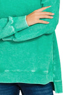 Sarah Express Women’s Plus Size Acid Wash Ribbed Sweatshirt with Hi-Low Hem
