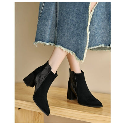 Sarah Express Women's Minimalist British-Style Short Ankle Boots with Back Zipper | Suede Leather