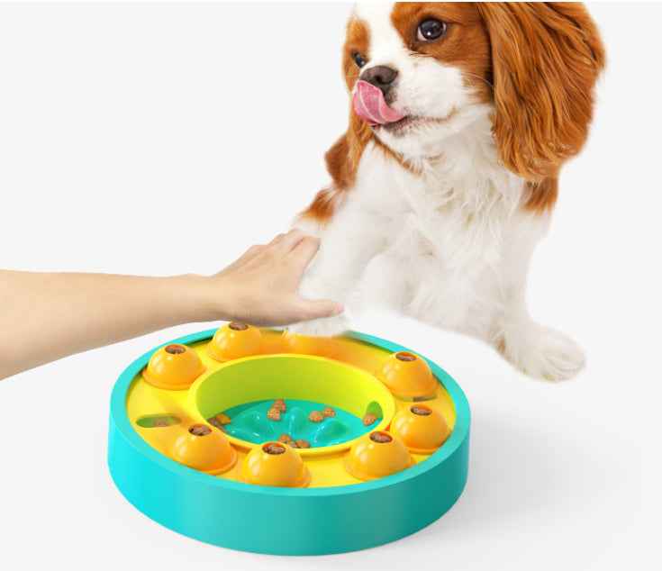 Sarah Express Interactive Dog Puzzle Feeder Bowl - Slow Eating IQ Training Toy with Food Dispenser Lake Blue Roulette