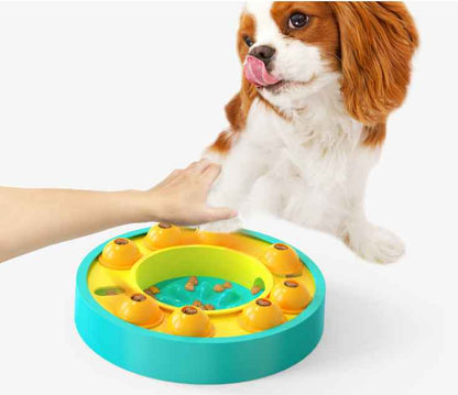 Sarah Express Interactive Dog Puzzle Feeder Bowl - Slow Eating IQ Training Toy with Food Dispenser Lake Blue Roulette