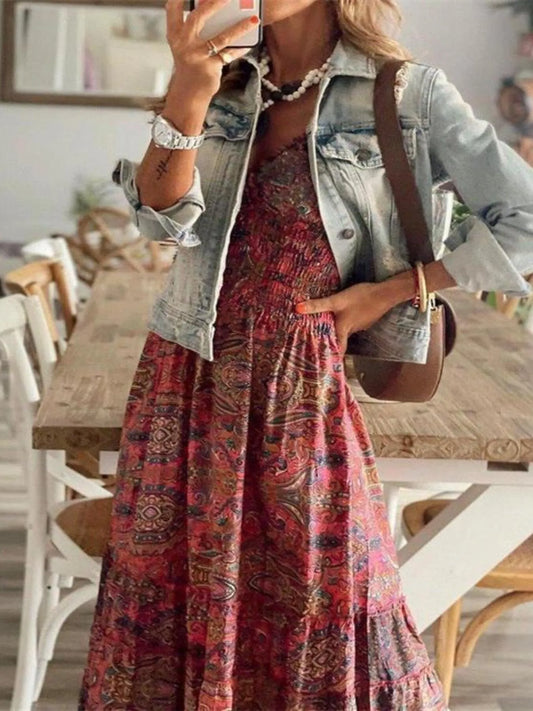 Sarah Express Women's Paisley Print Cap Sleeve Maxi Dress Plus Size