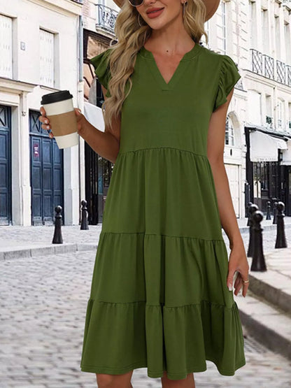 Sarah Express Women's Ruffle Sleeve Tiered Midi Dress