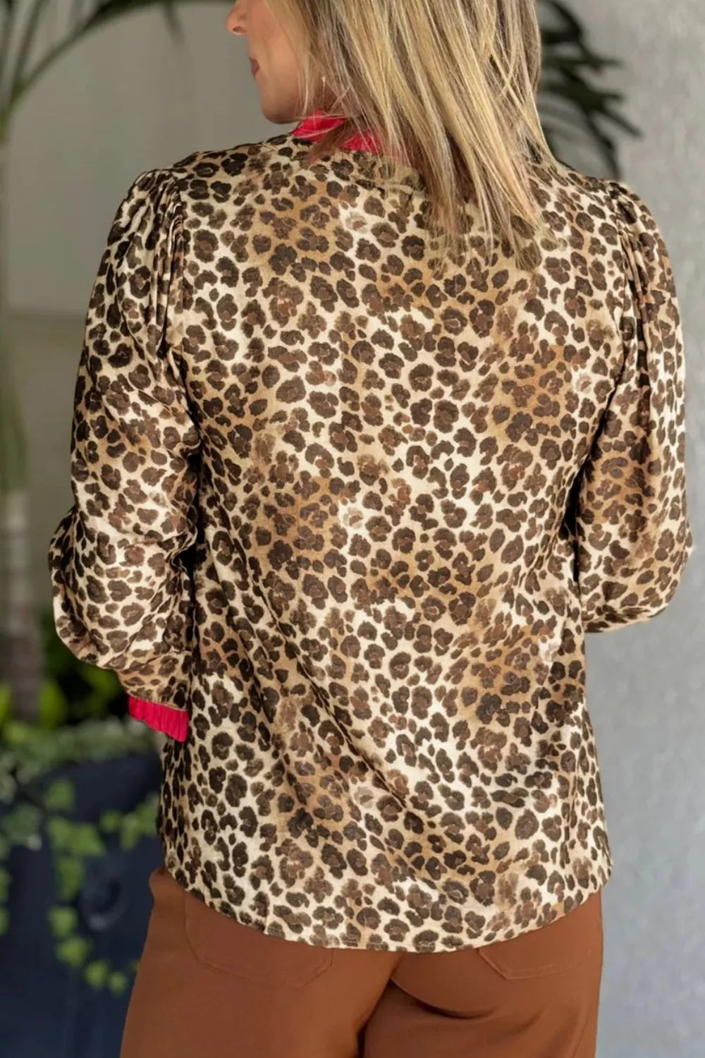 Sarah Express Women's Leopard Button Up Long Sleeve Shirt