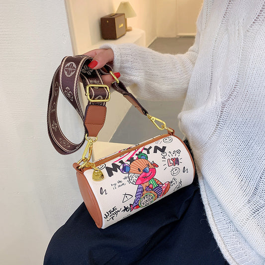 Sarah Express Women's White Bucket Bag - Minimalist PU Leather Crossbody Shoulder Bag | Sarah Express