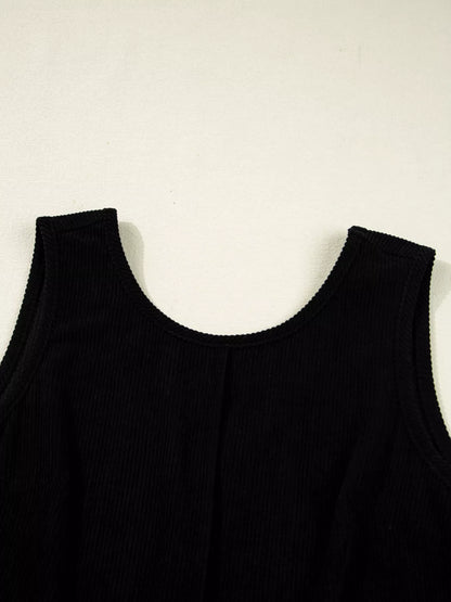 Sarah Express Women's Corduroy Sleeveless Mini Dress with Patched Pockets