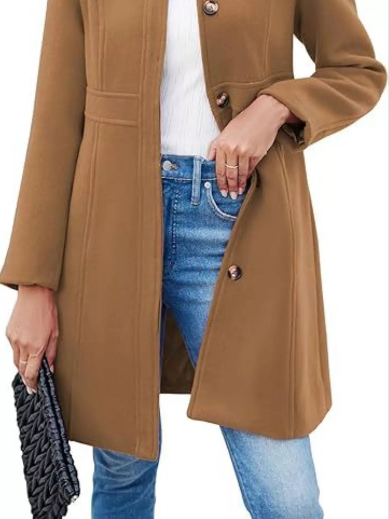 Sarah Express Women's Button-Down Wool Blend Coat