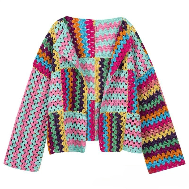 Sarah Express Crochet Woven Cotton Cardigan Sweater Women's Lightweight Top
