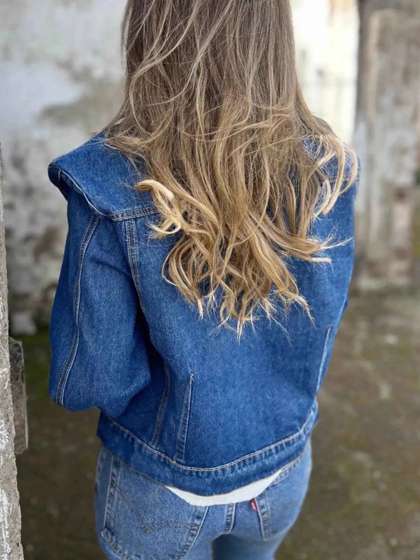 Sarah Express Women's Plus Size Denim Jacket with Chest Pockets - Button Up Classic Fit