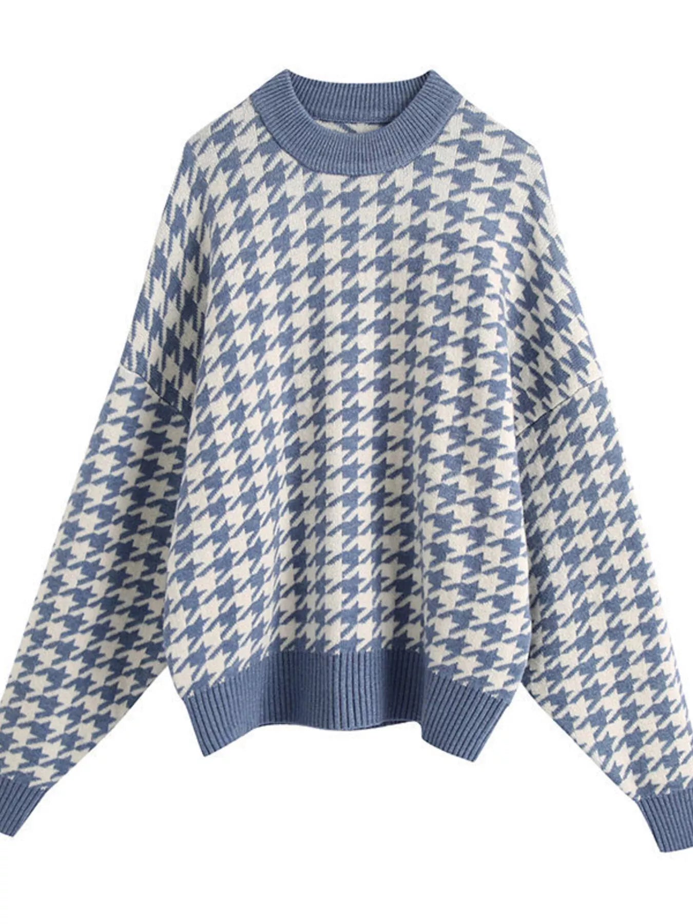 Sarah Express Women's Houndstooth Oversized Sweater Plus Size - Cozy Knit Pullover